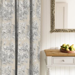 zanzibar charcoal printed cotton curtains