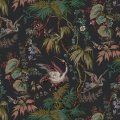 Herons Ebony Velvet Fabric