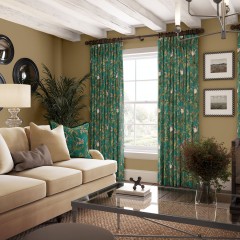 Herons Emerald Velvet Curtain