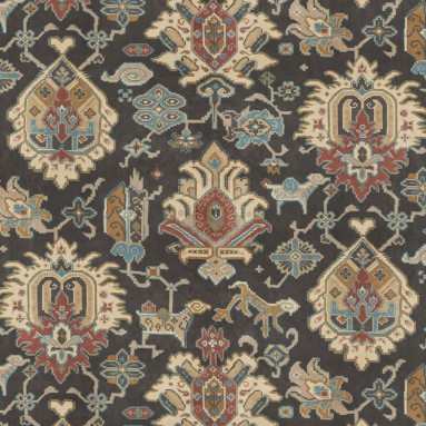 Isfahan Charcoal Velvet Fabric