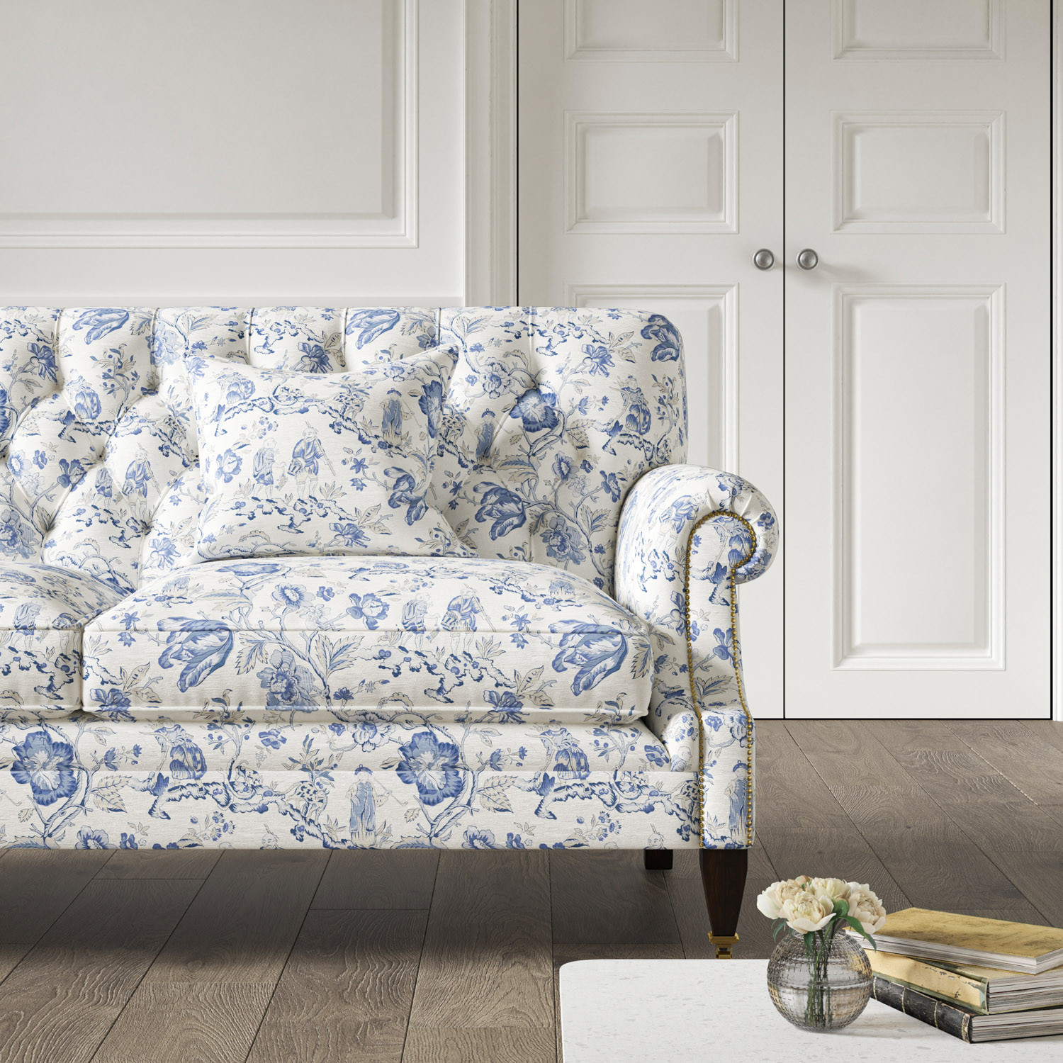 Blue printed clearance sofa