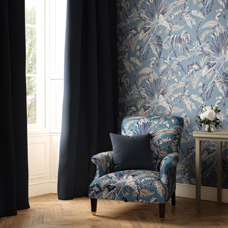 Campbell Indigo Woven Made to Measure Curtains | Warner House