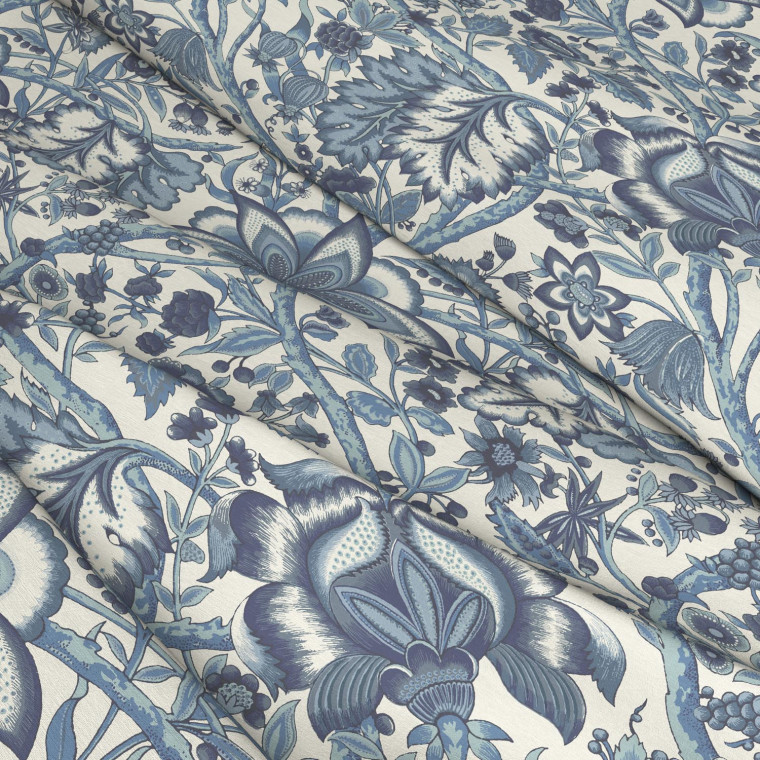 Afsana China Blue Linen Mix Fabric | Warner House