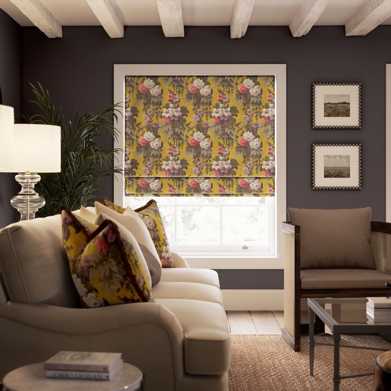 Florence Ochre Velvet Roman Blind