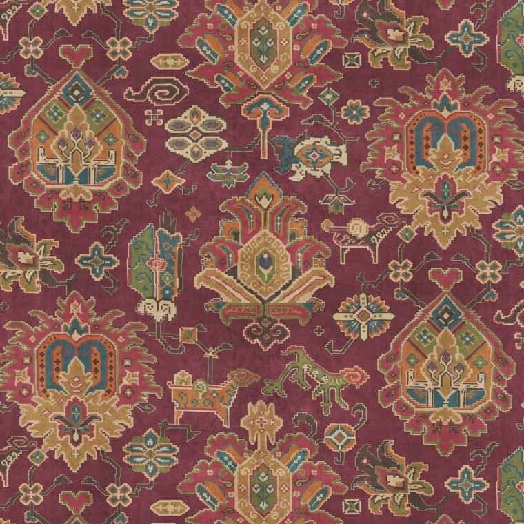 Isfahan Claret Velvet Fabric