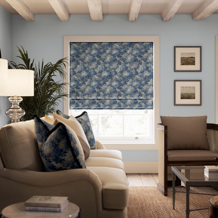 Wildwood Indigo Velvet Roman Blind