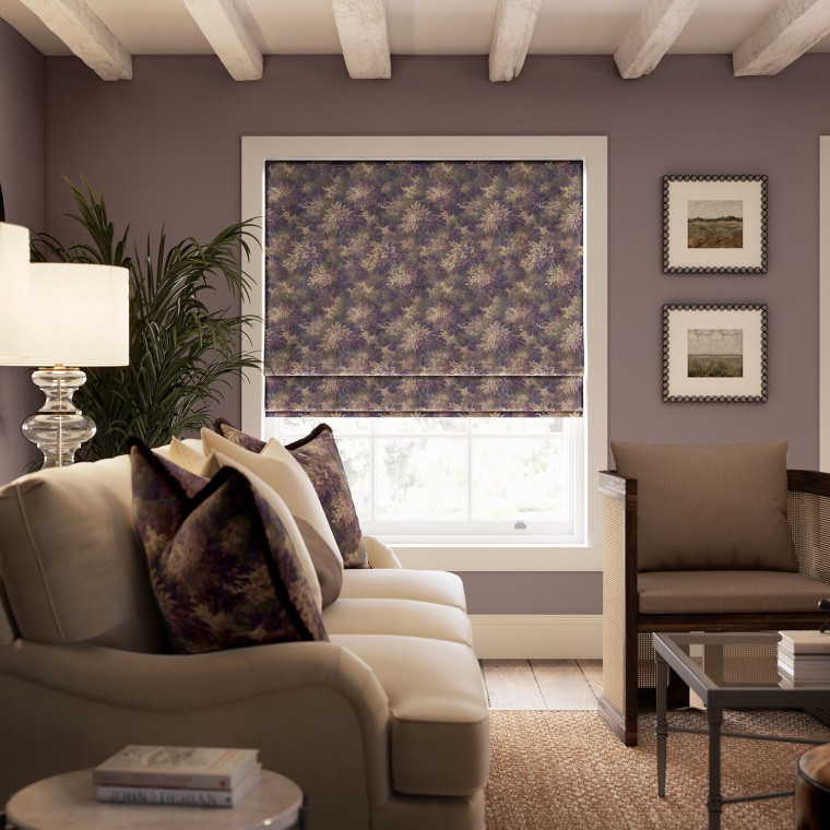 Wildwood Mulberry Velvet Roman Blind