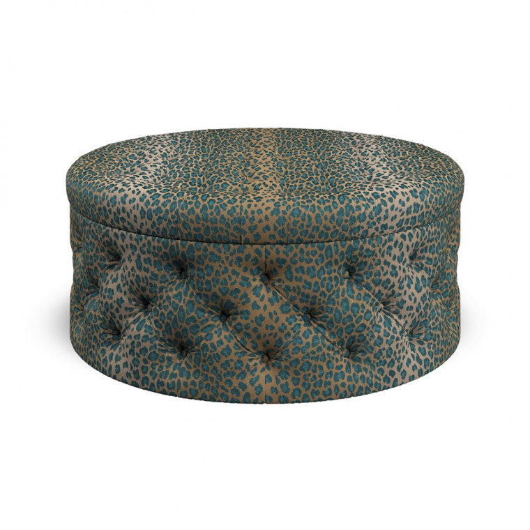 Greenwich Ottoman Leopard Teal