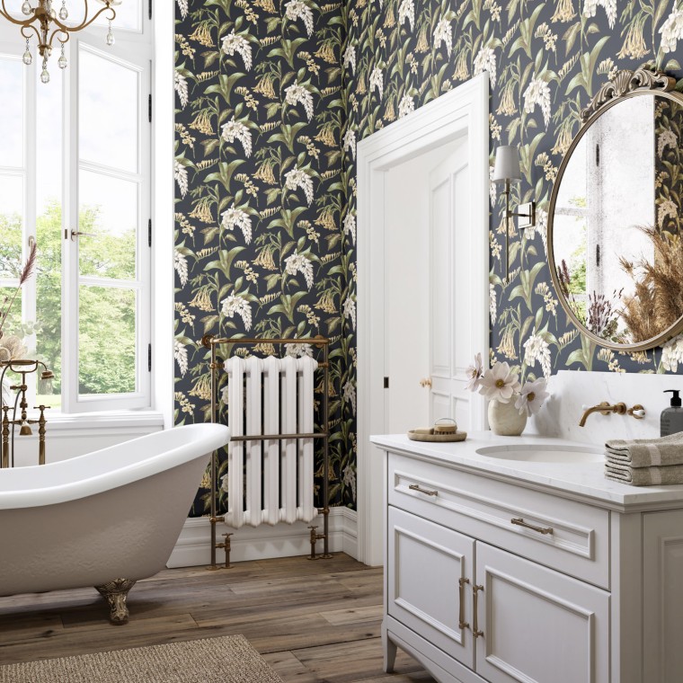 Snowbell Ebony Wallpaper | Warner House