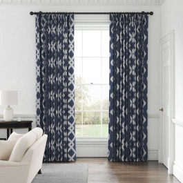 Inca Navy Woven Made to Measure Curtains | Warner House