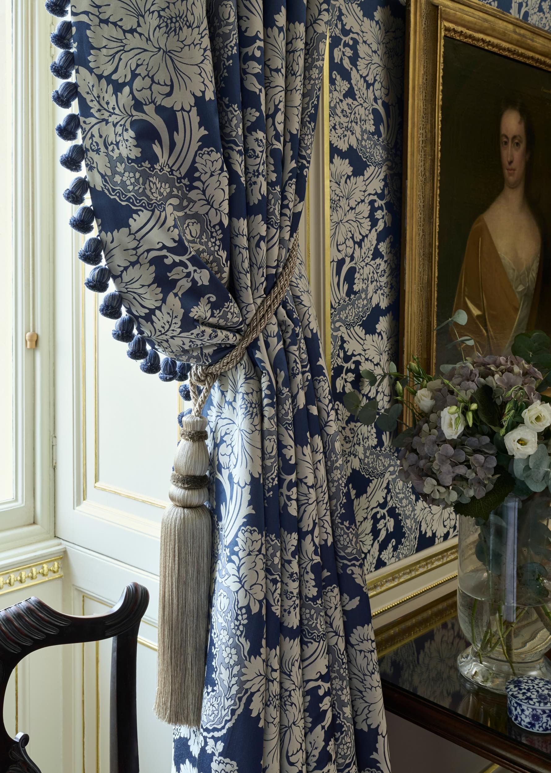 Warner House Deauville Indigo Silk Curtains