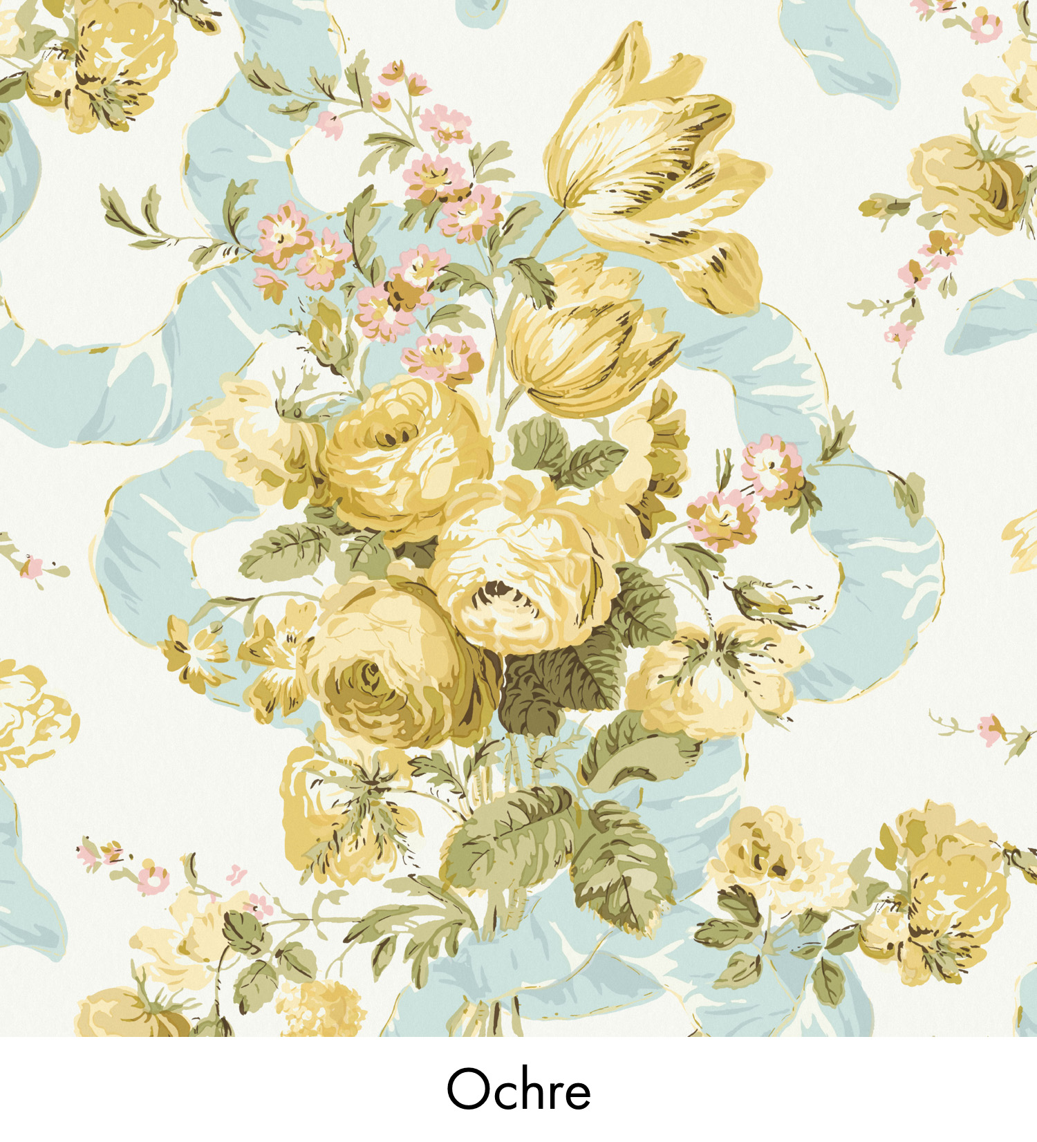 Warner House Grand Bouquet Ochre Fabric