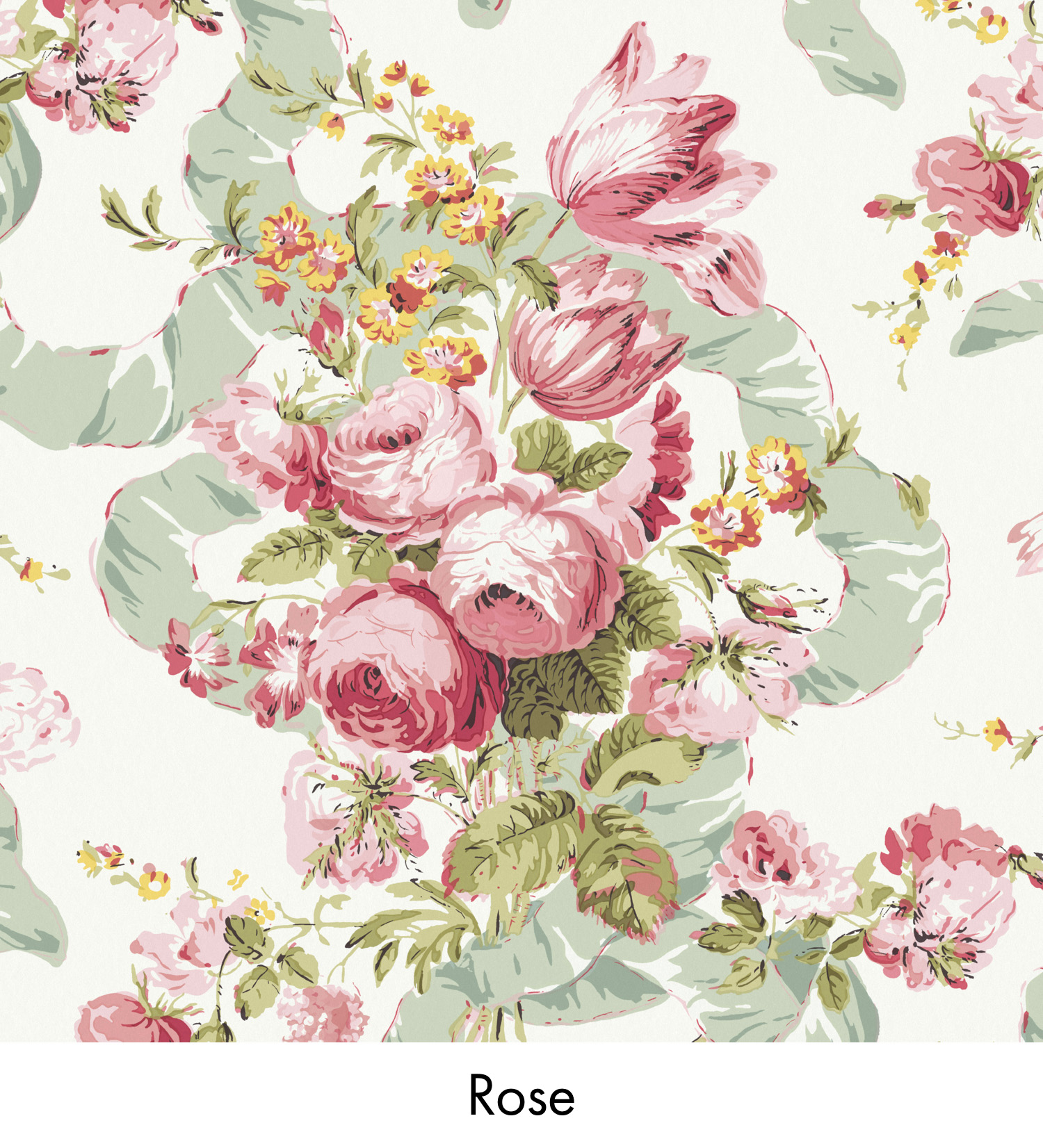 Warner House Grand Bouquet Rose Fabric